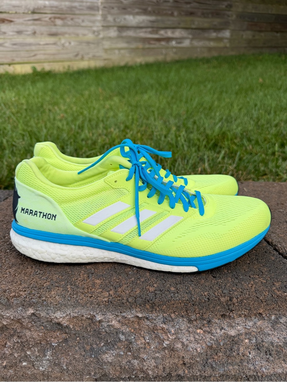 Adidas Adizero Boston Marathon Sz 12 Running Shoes Lime Green Lightweight Racing